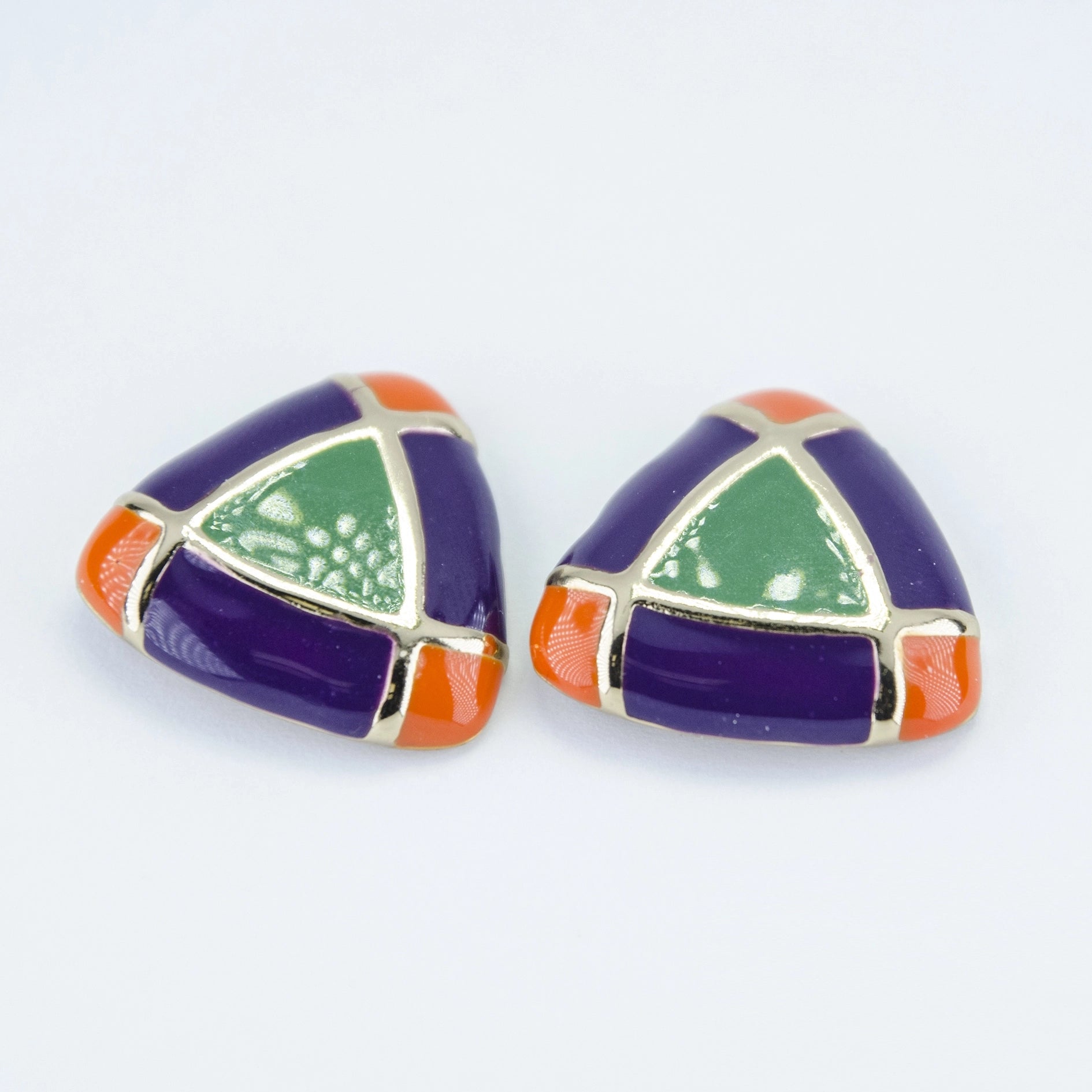 Geometric Enamel Triangle Earrings