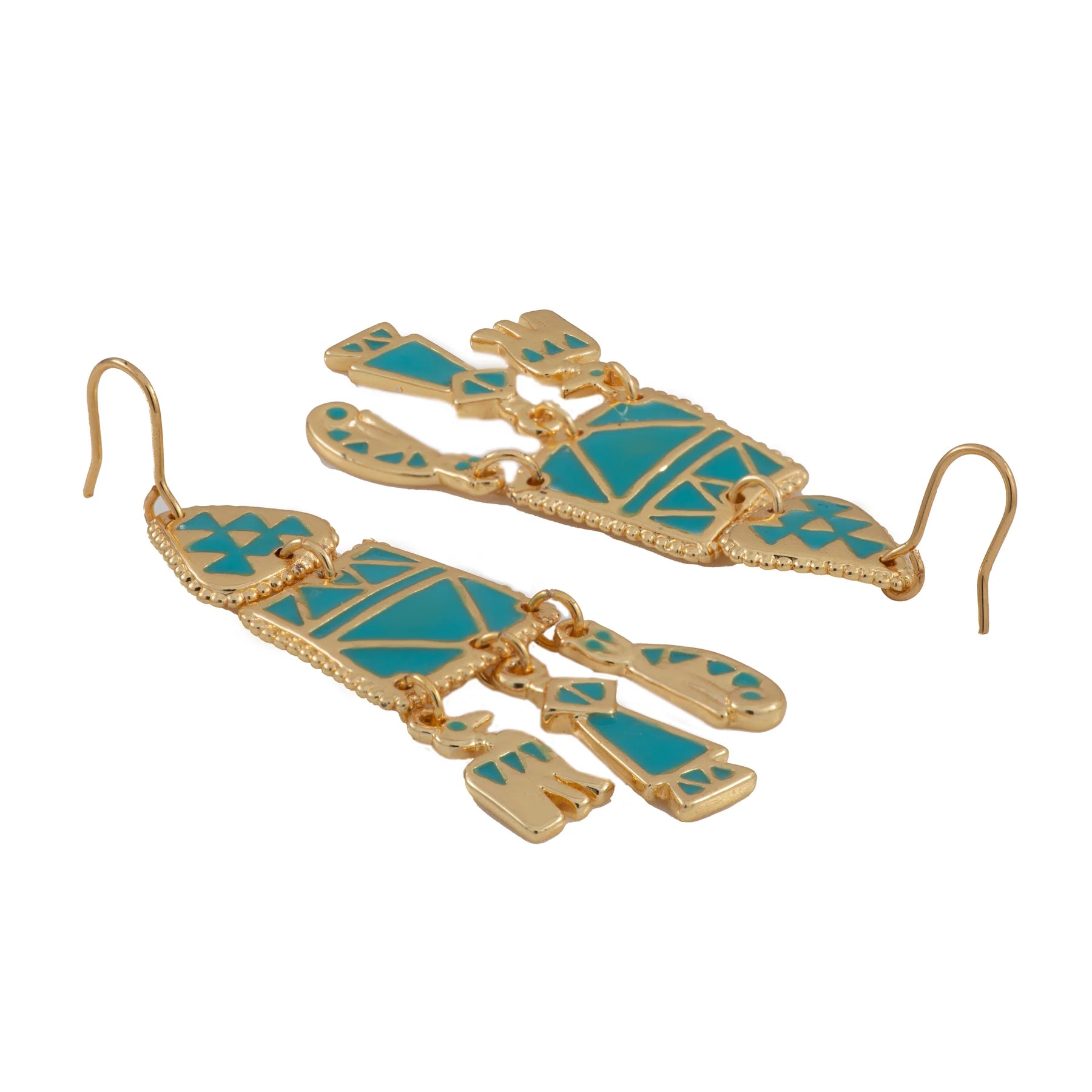 Turquoise Geometric Drop Earrings