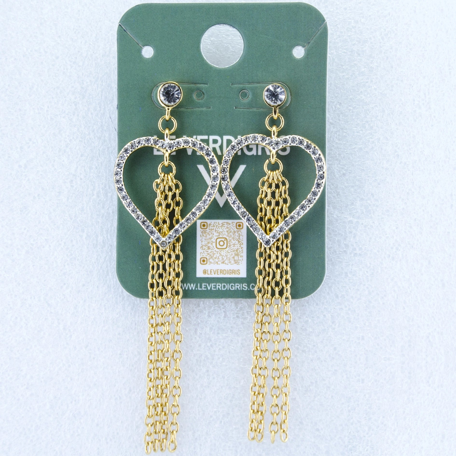 Gold Heart Dangle Earrings