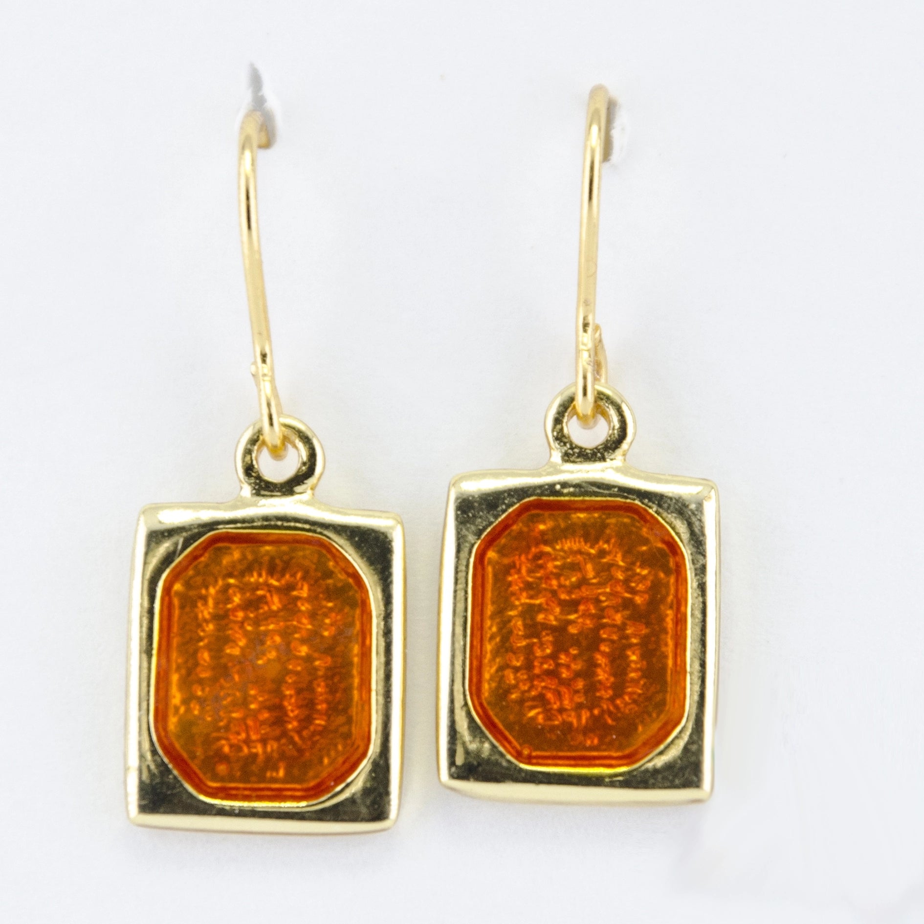 Amber Rectangle Drop Earring