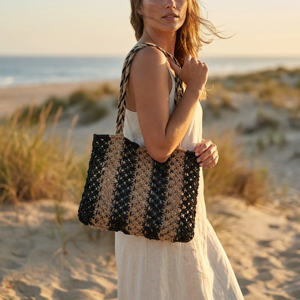 Woven Stripe Tote Bag