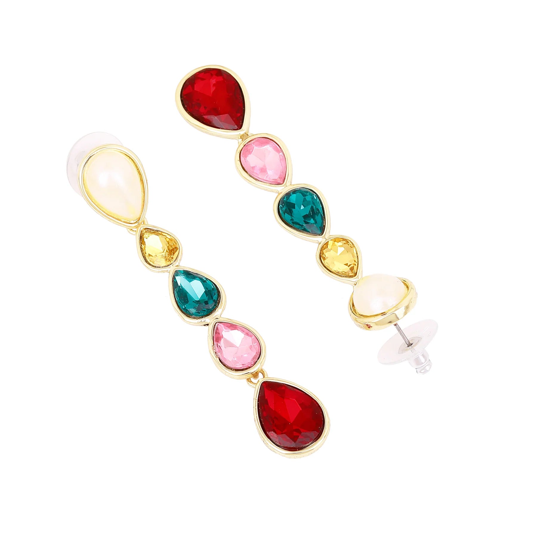 Multi-Gem Drop Earrings