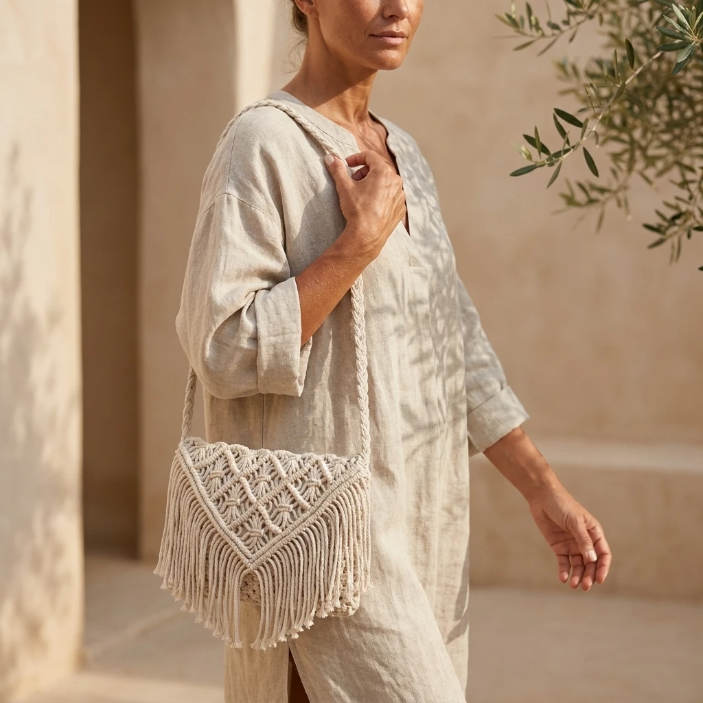Macrame Fringe Crossbody Bag