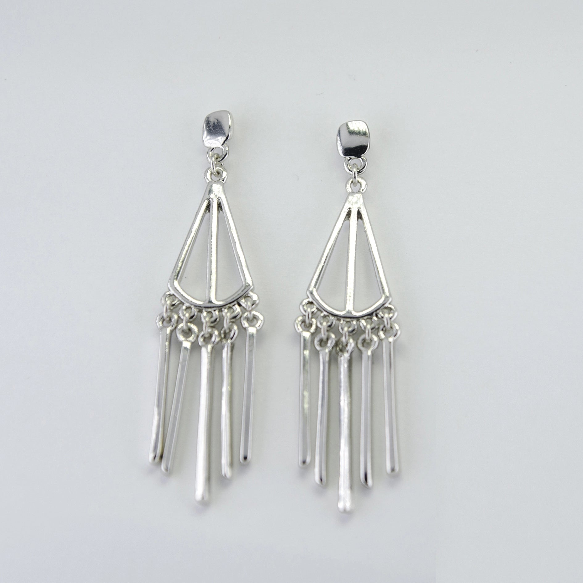 Silver Geometric Dangling Earrings