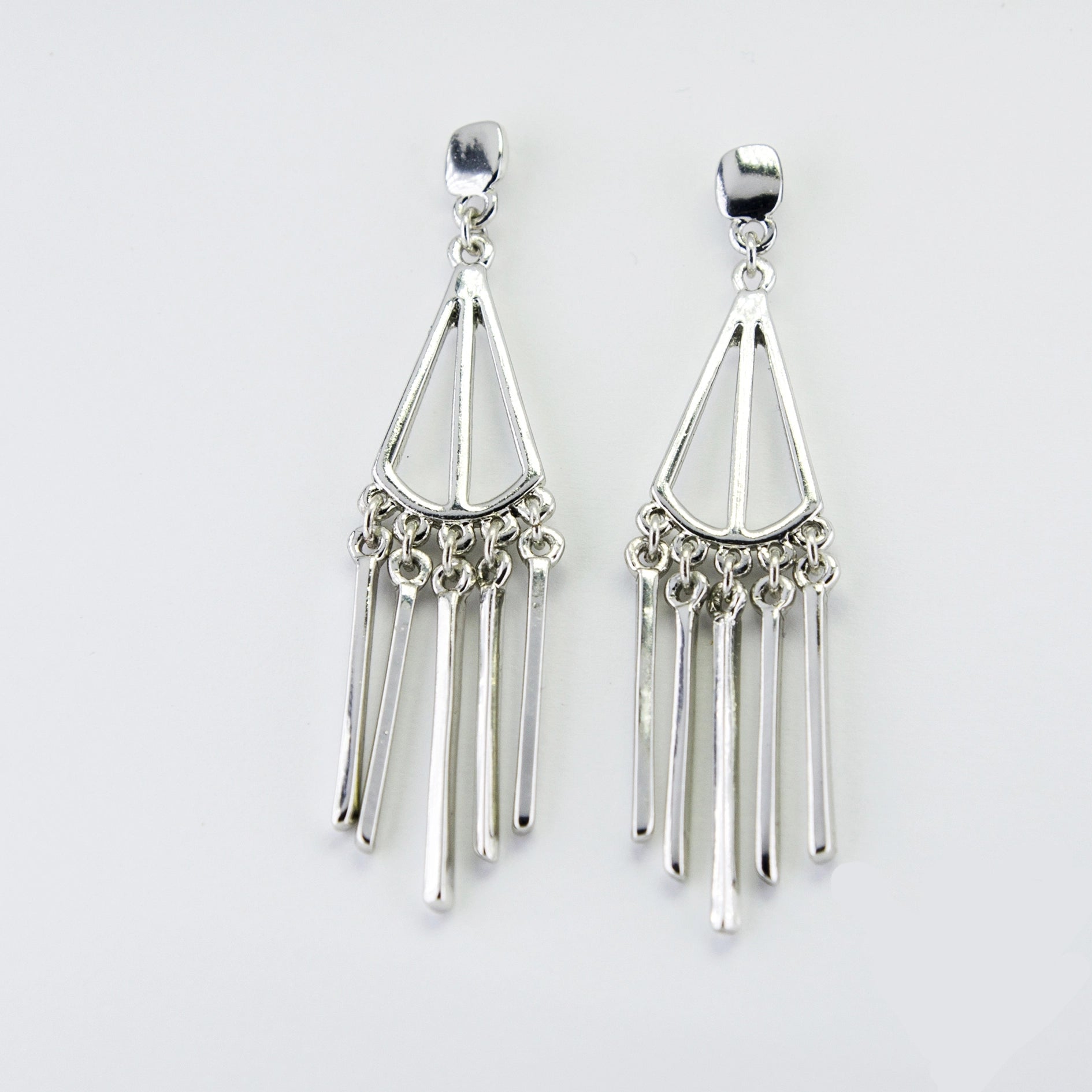 Silver Geometric Dangling Earrings