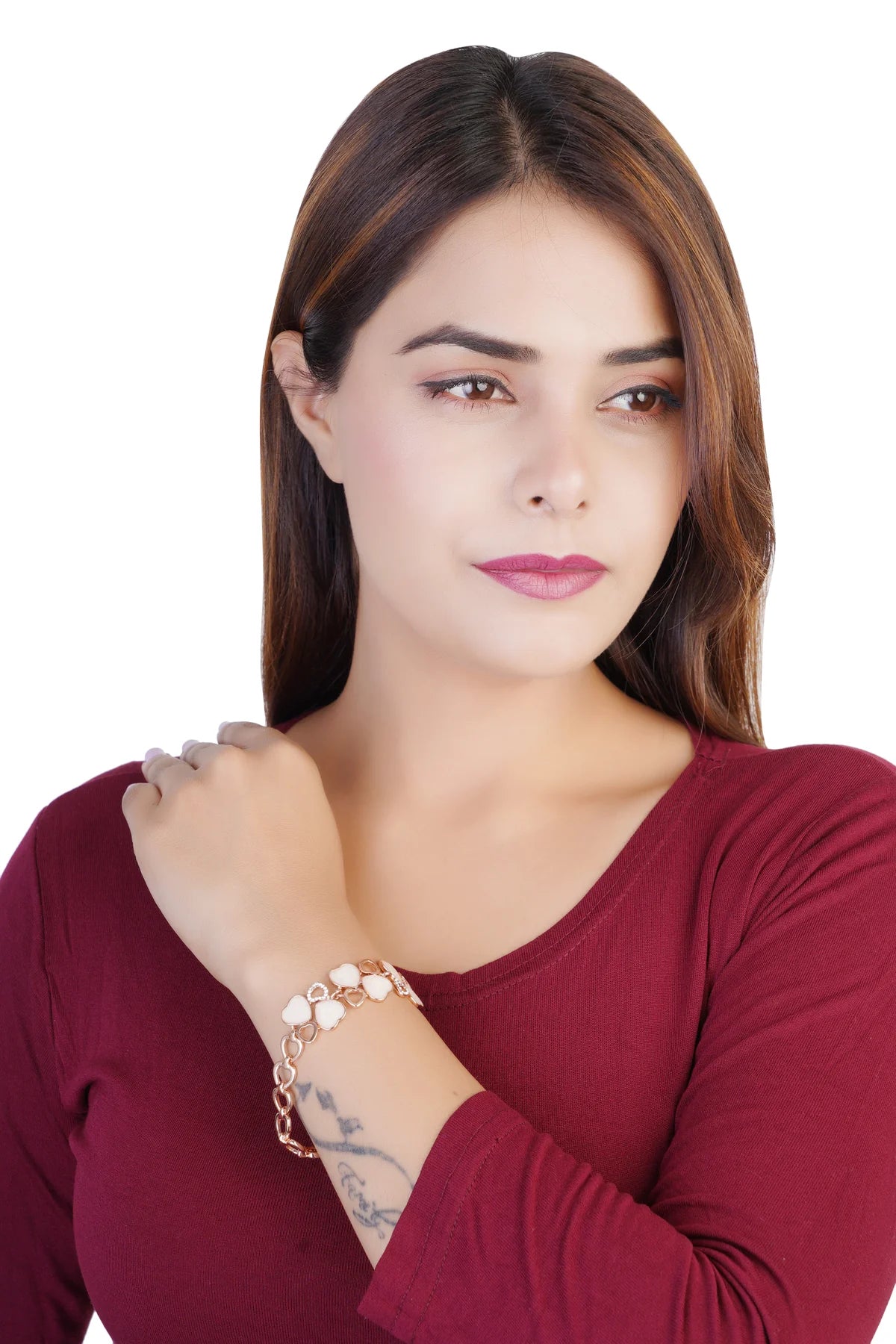 Rose Gold Heart Charm Bracelet