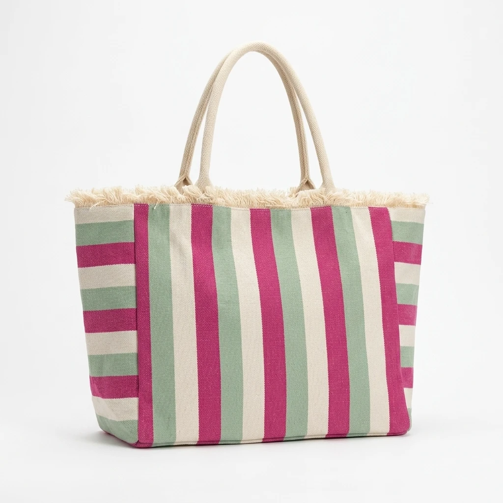 Striped Canvas Tote Bag