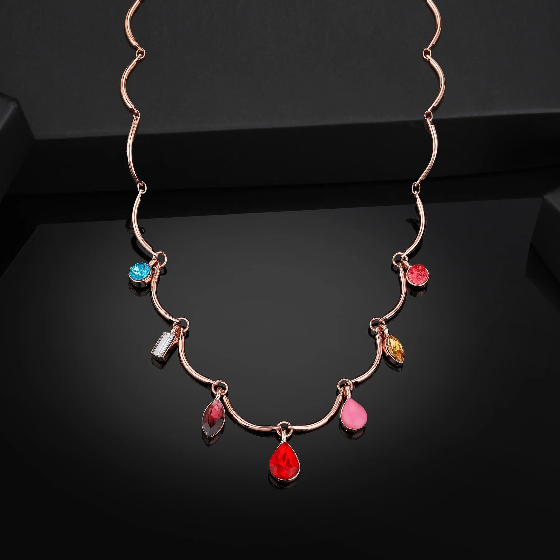 Multi-Gem Charm Necklace