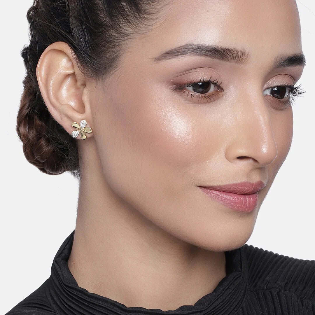 Gold Flower Stud Earrings