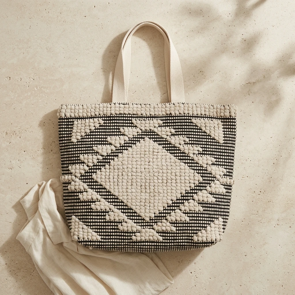 Geometric Woven Tote Bag