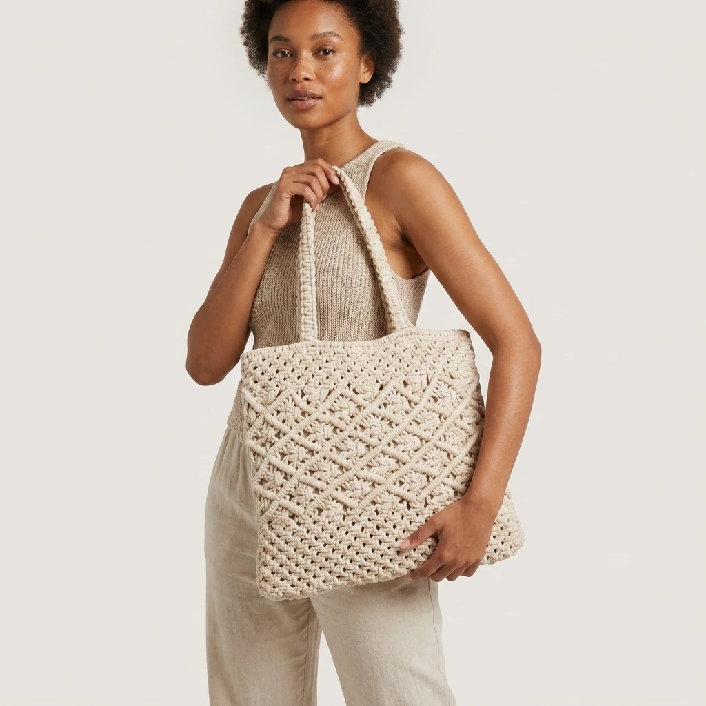 Handwoven Macramé Tote Bag