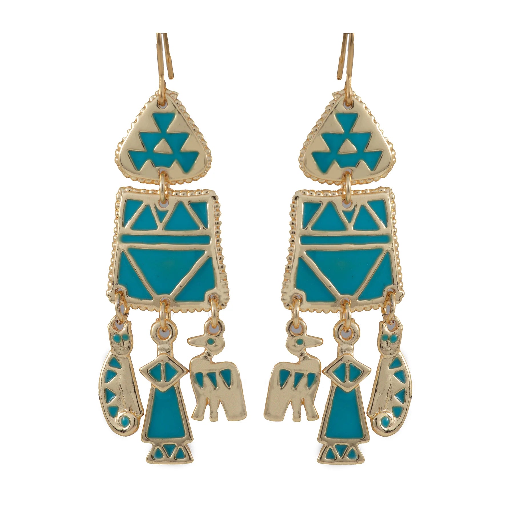 Turquoise Geometric Drop Earrings