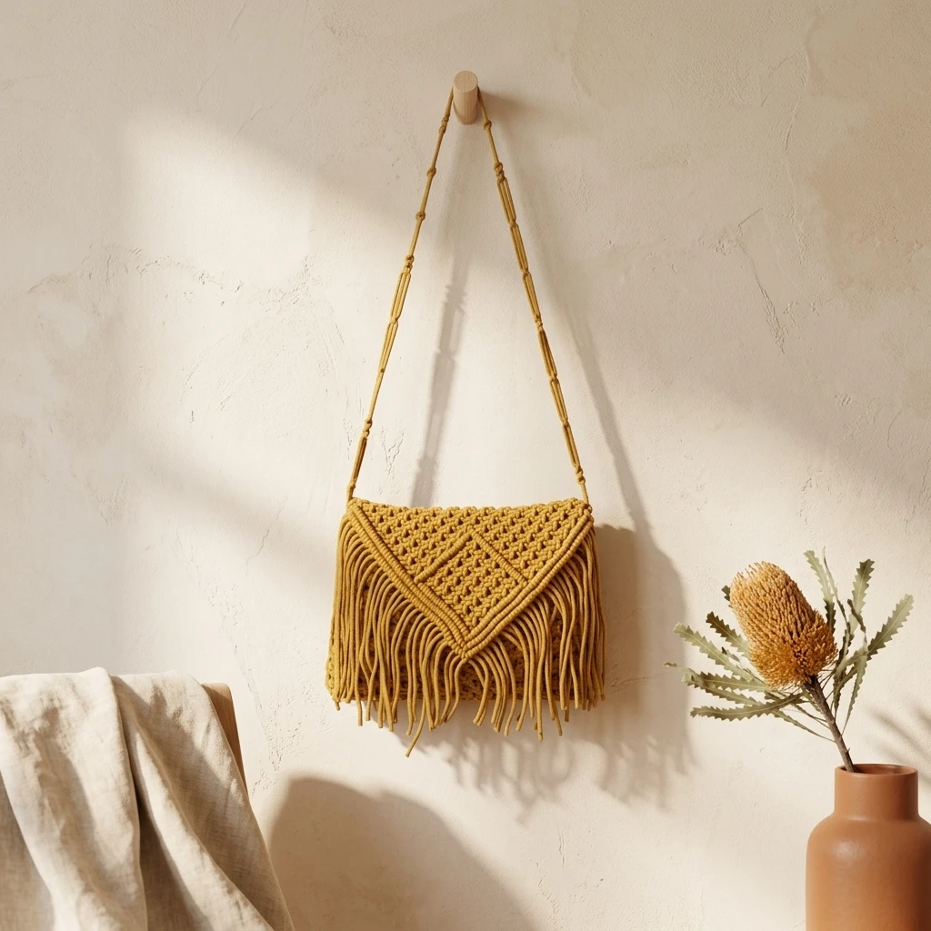Macrame Fringe Crossbody Bag