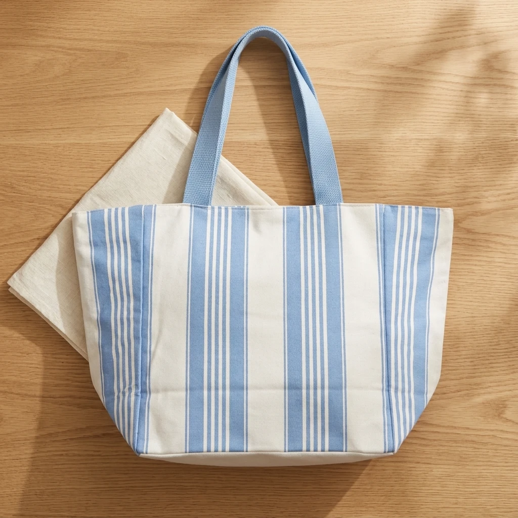 Striped Canvas Tote Bag