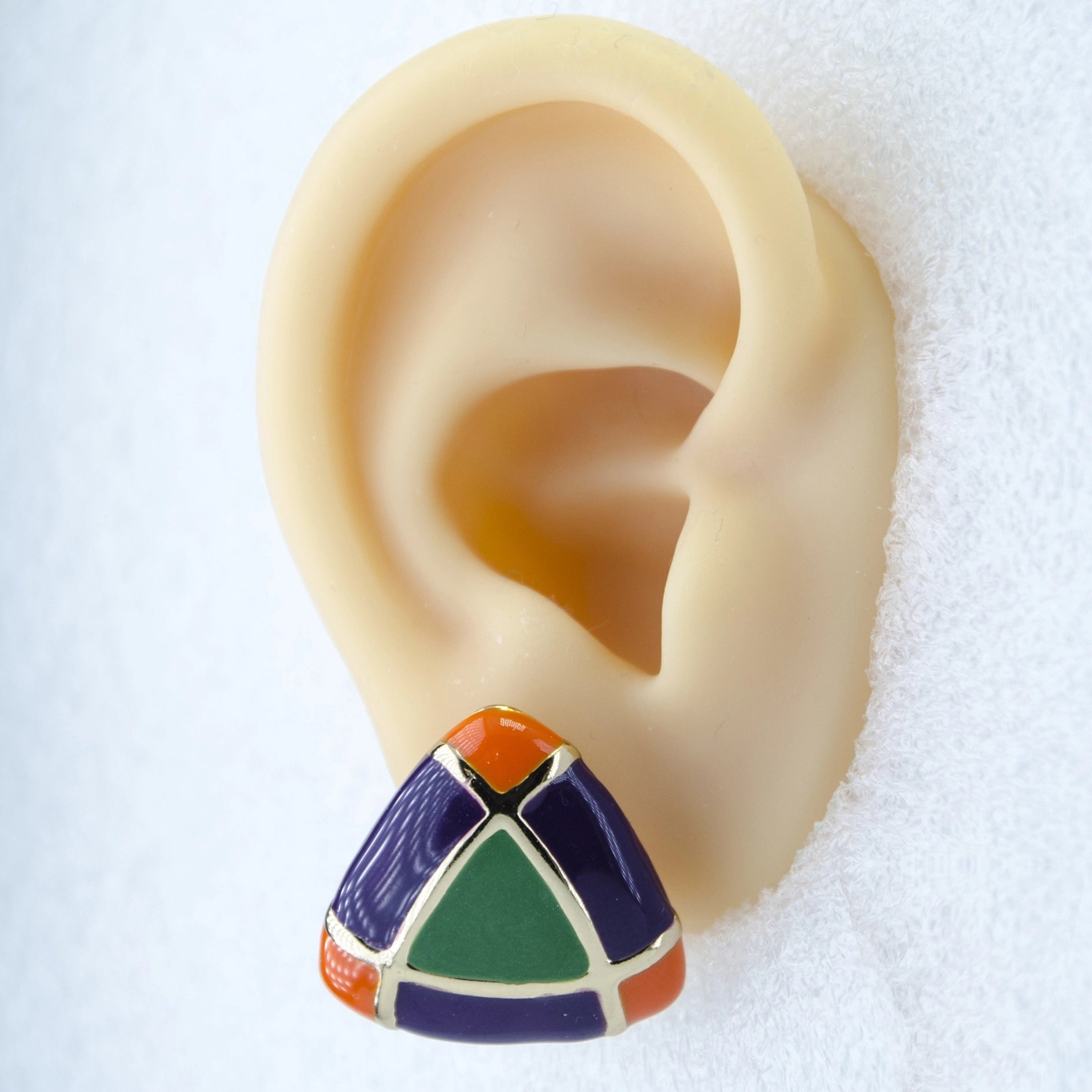Geometric Enamel Triangle Earrings
