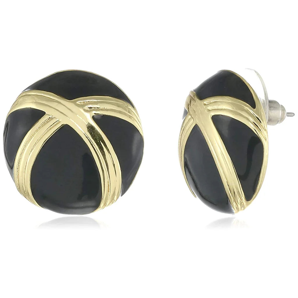 Black Enamel Stud Earrings