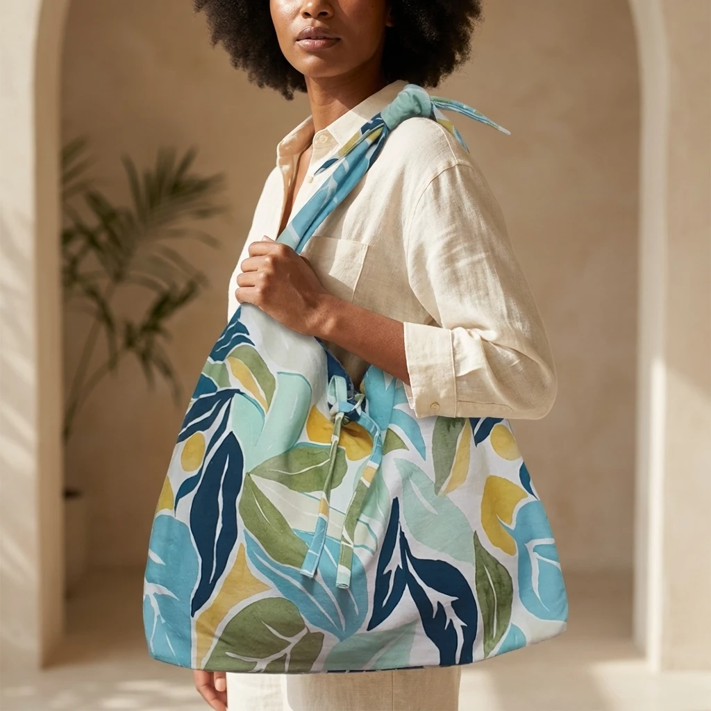 Leaf Print Knot Bag