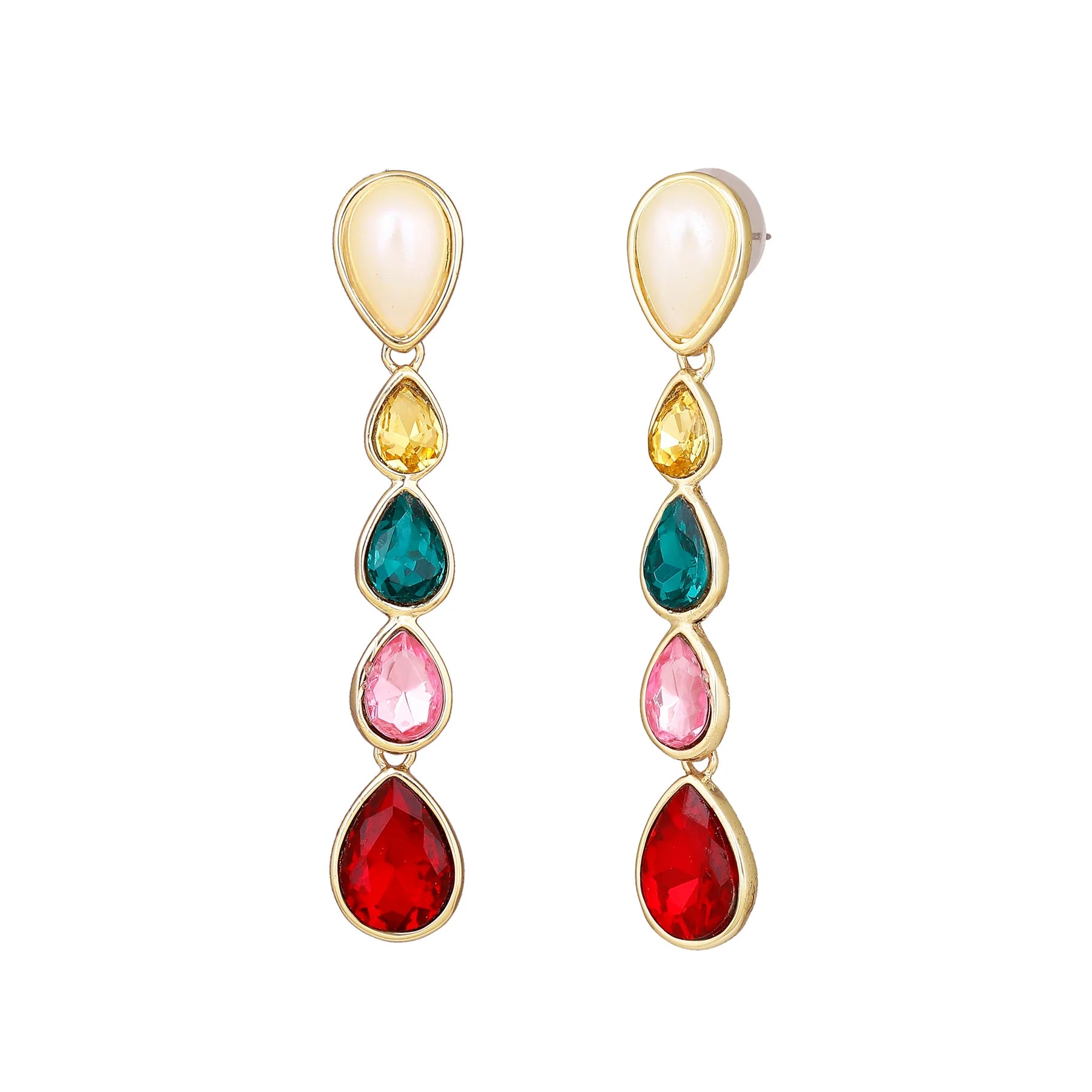 Multi-Gem Drop Earrings