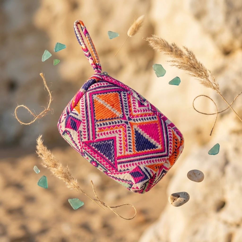 Geometric Embroidered Handbag