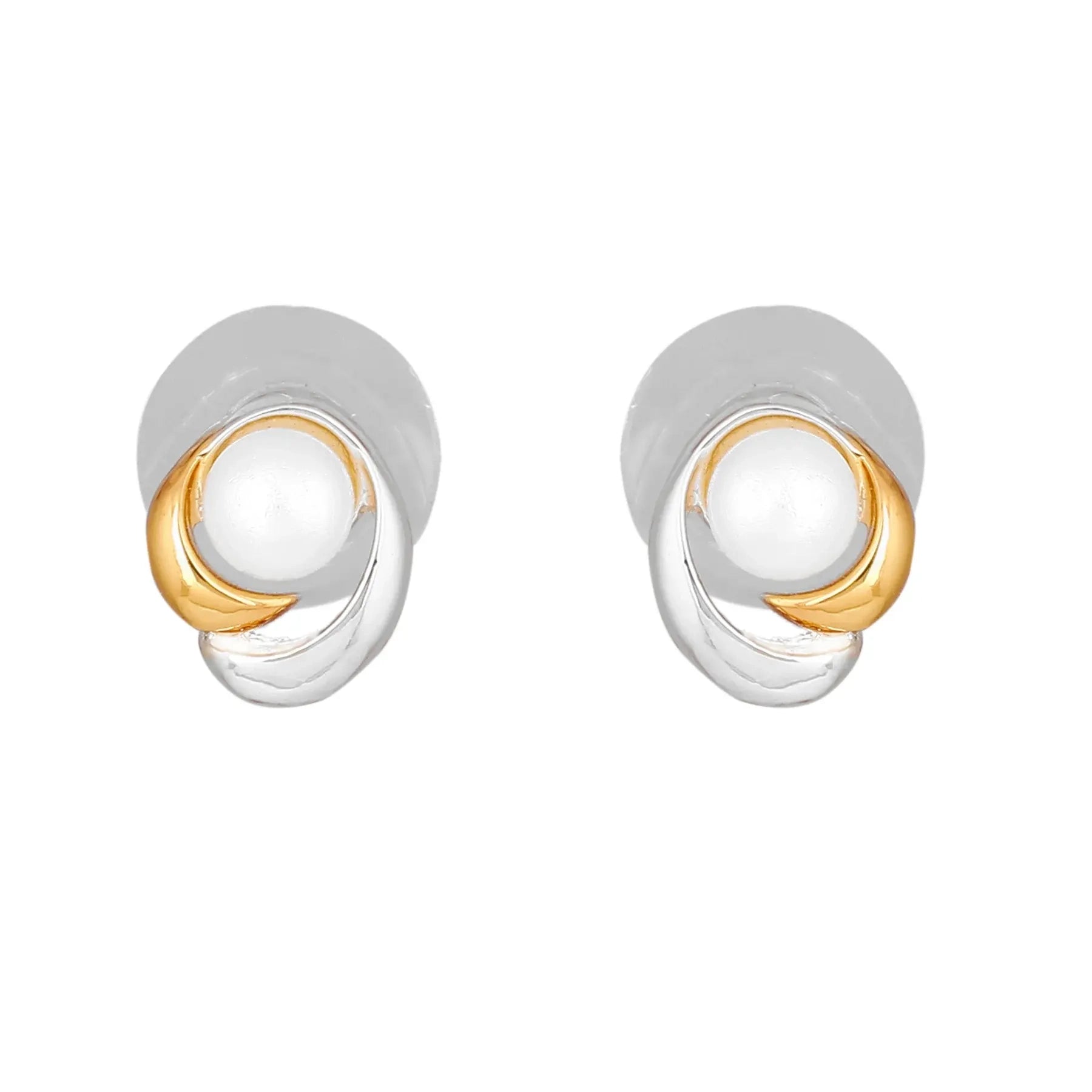 Gold & Silver Pearl Stud Earrings