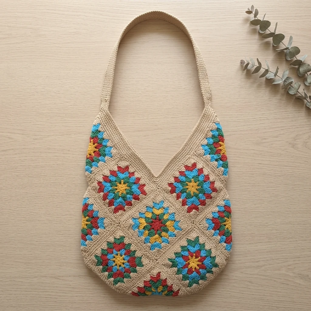 Crochet Granny Square Shoulder Bag