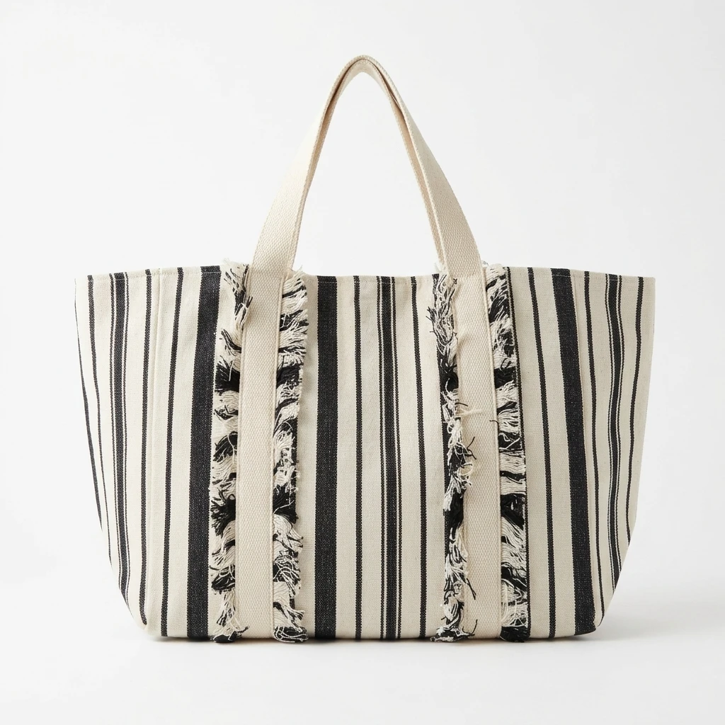 Striped Canvas Tote Bag