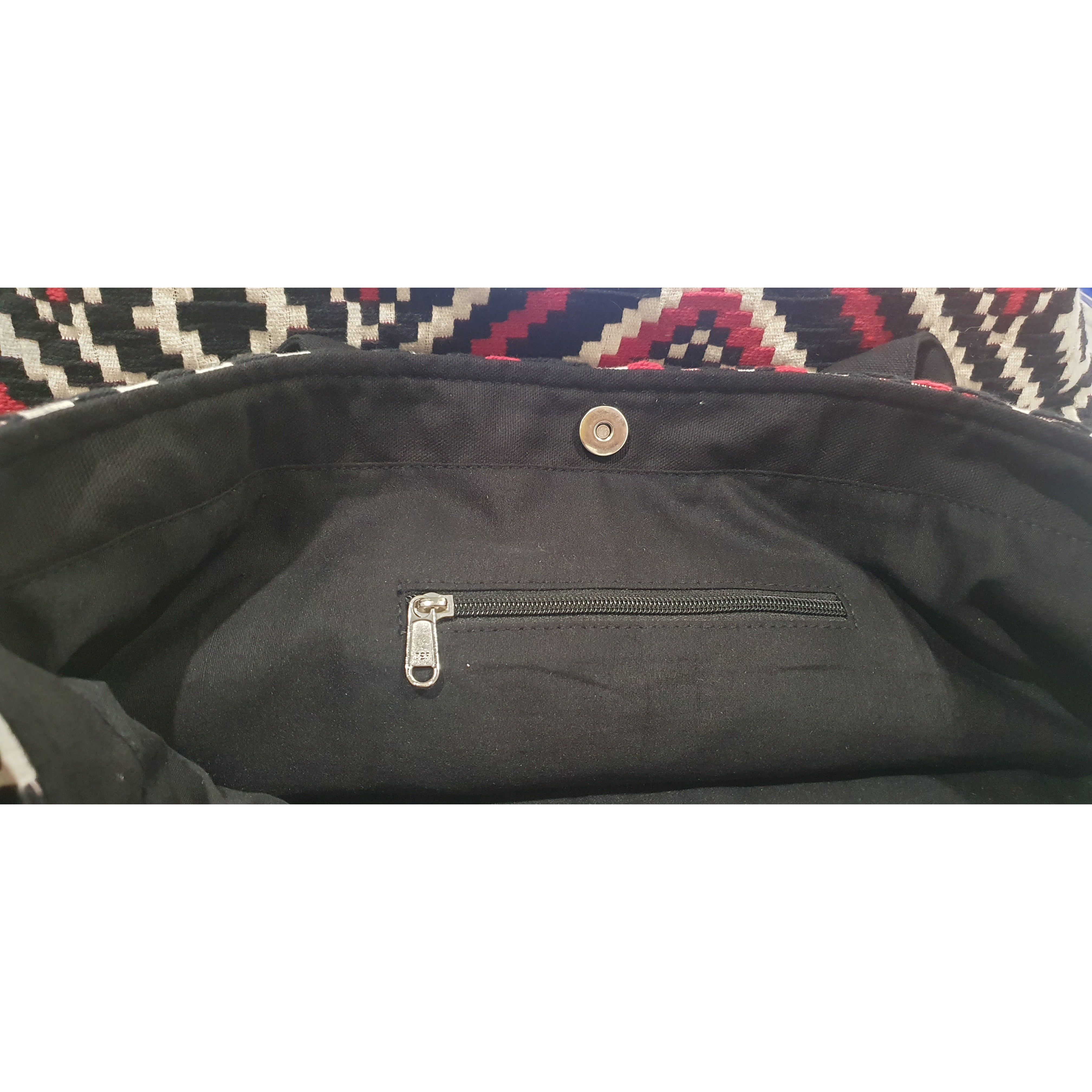 Geometric Tribal Print Canvas Tote Bag  Large Boho Shoulder Bag for Shopping, Beach & Travel