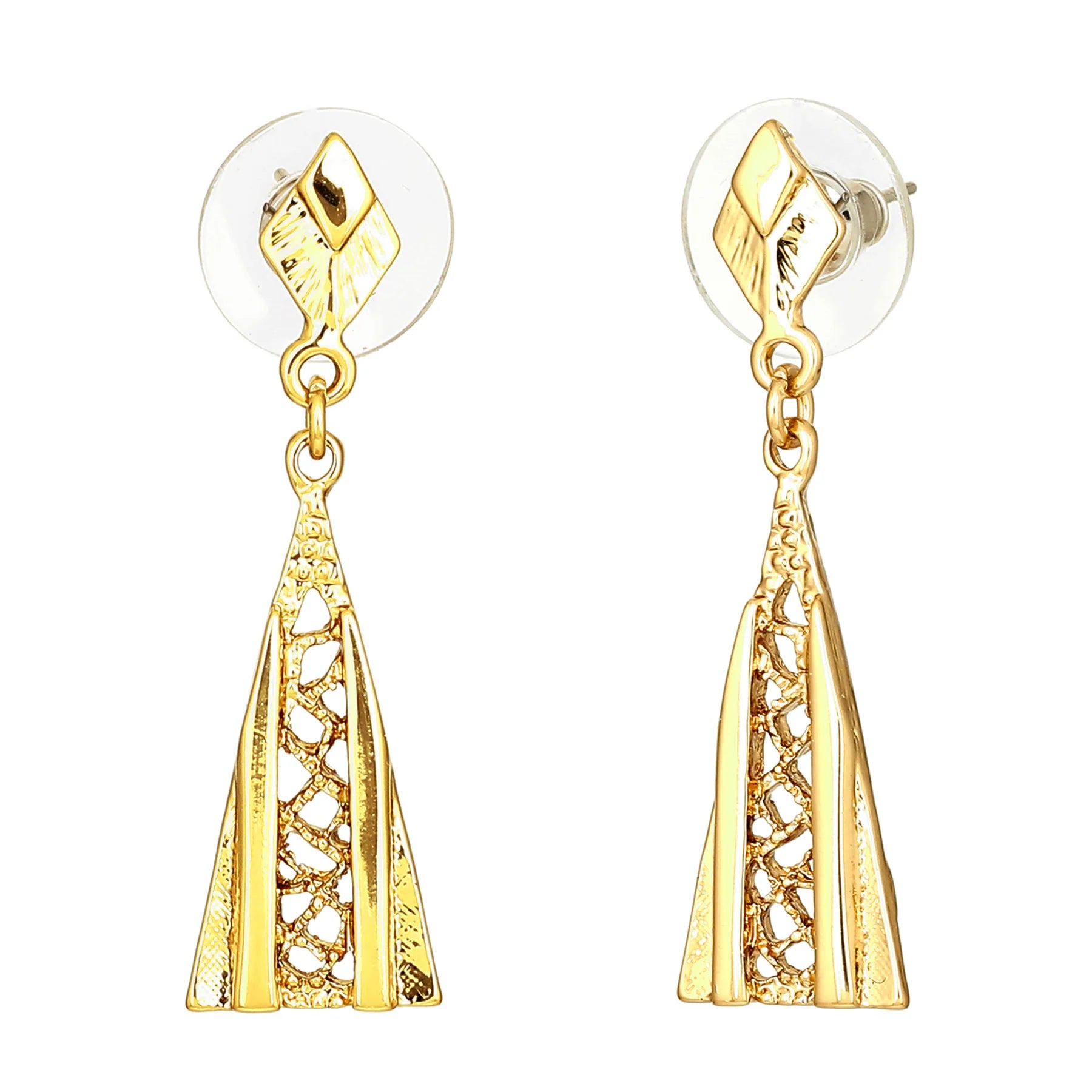 Geometric Gold Plated Drop Earrings