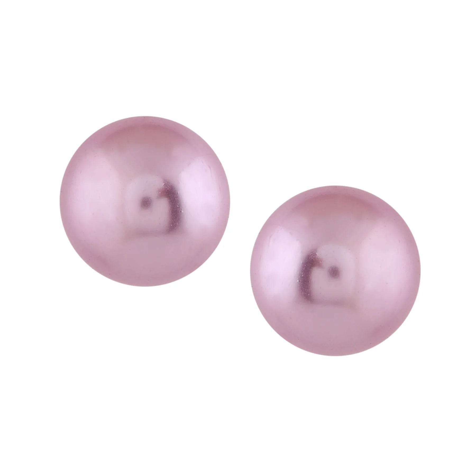 Rhodium Plated Shimmering Pearl Stud Earrings - light Purple