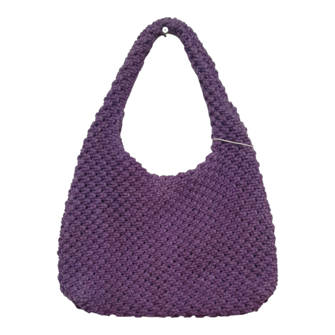 Hand-Knitted Purple Hobo Shoulder Bag