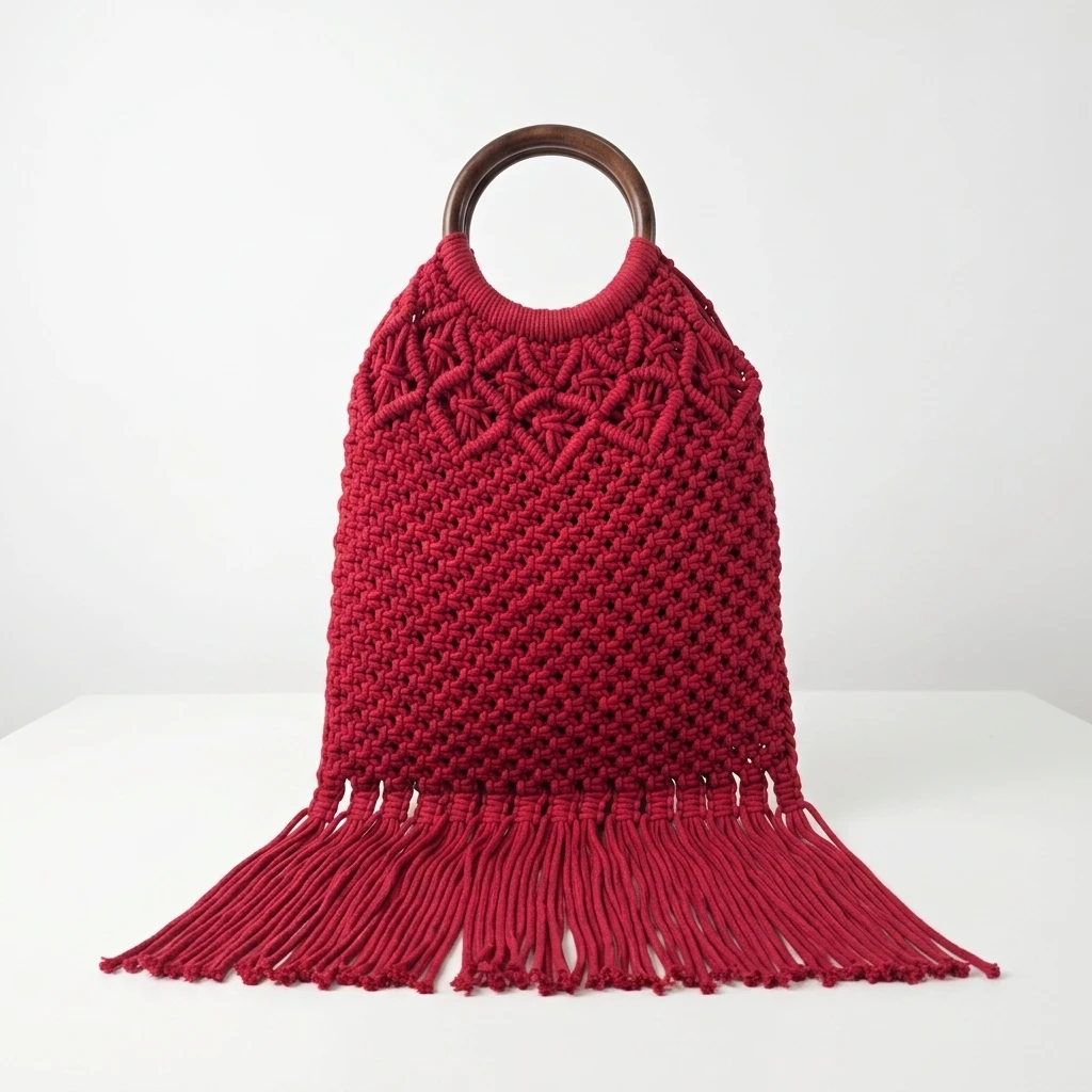 Red Macrame Handbag