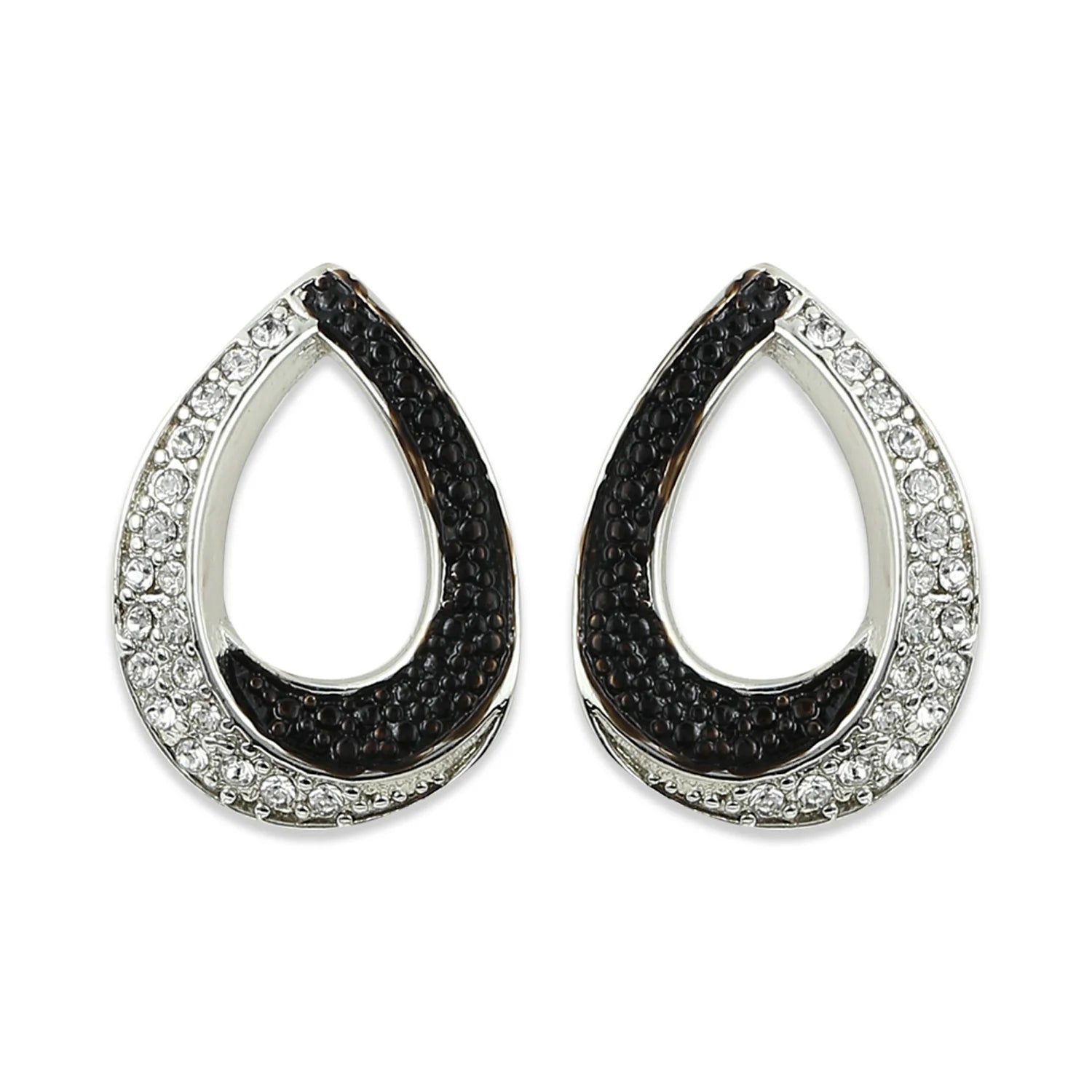 Rhodium Plated Dew Drop Dawn & Dusk Diamante Pendant Set