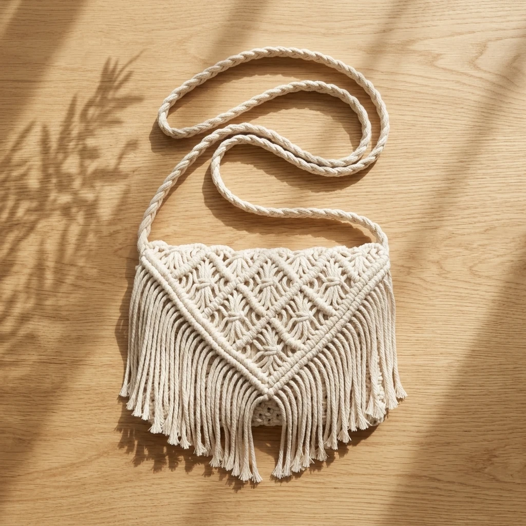 Macrame Fringe Crossbody Bag