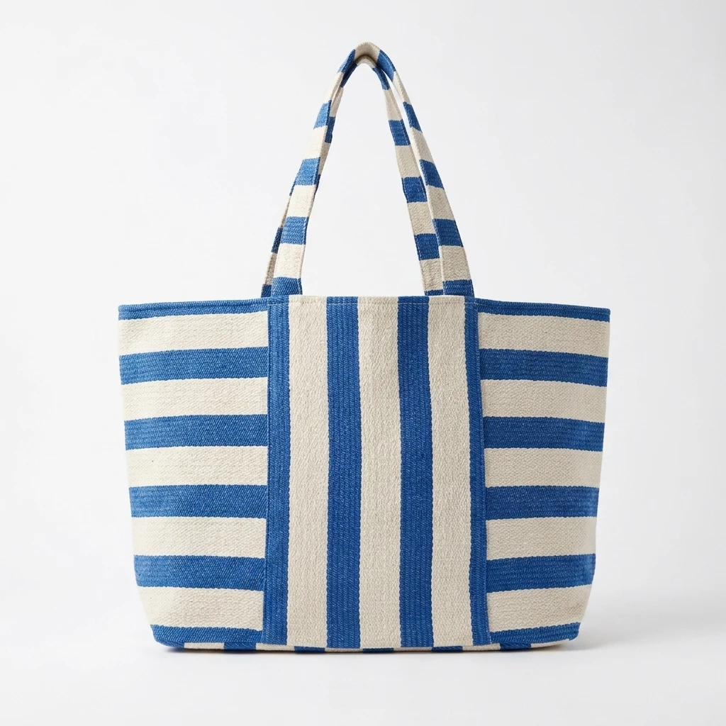 Blue Striped Tote Bag