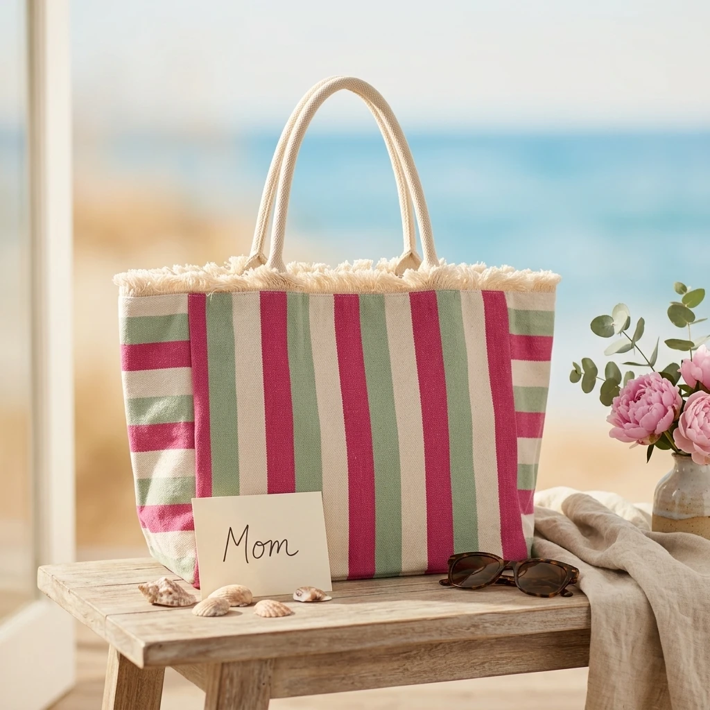 Striped Canvas Tote Bag
