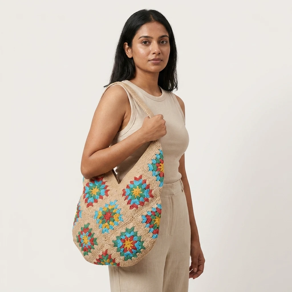Crochet Granny Square Shoulder Bag