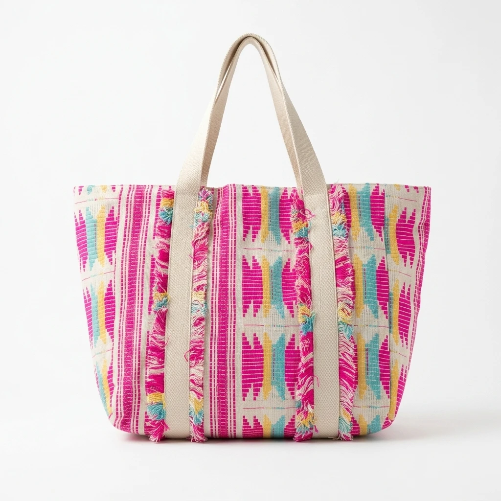 Colorful Fringed Tote Bag