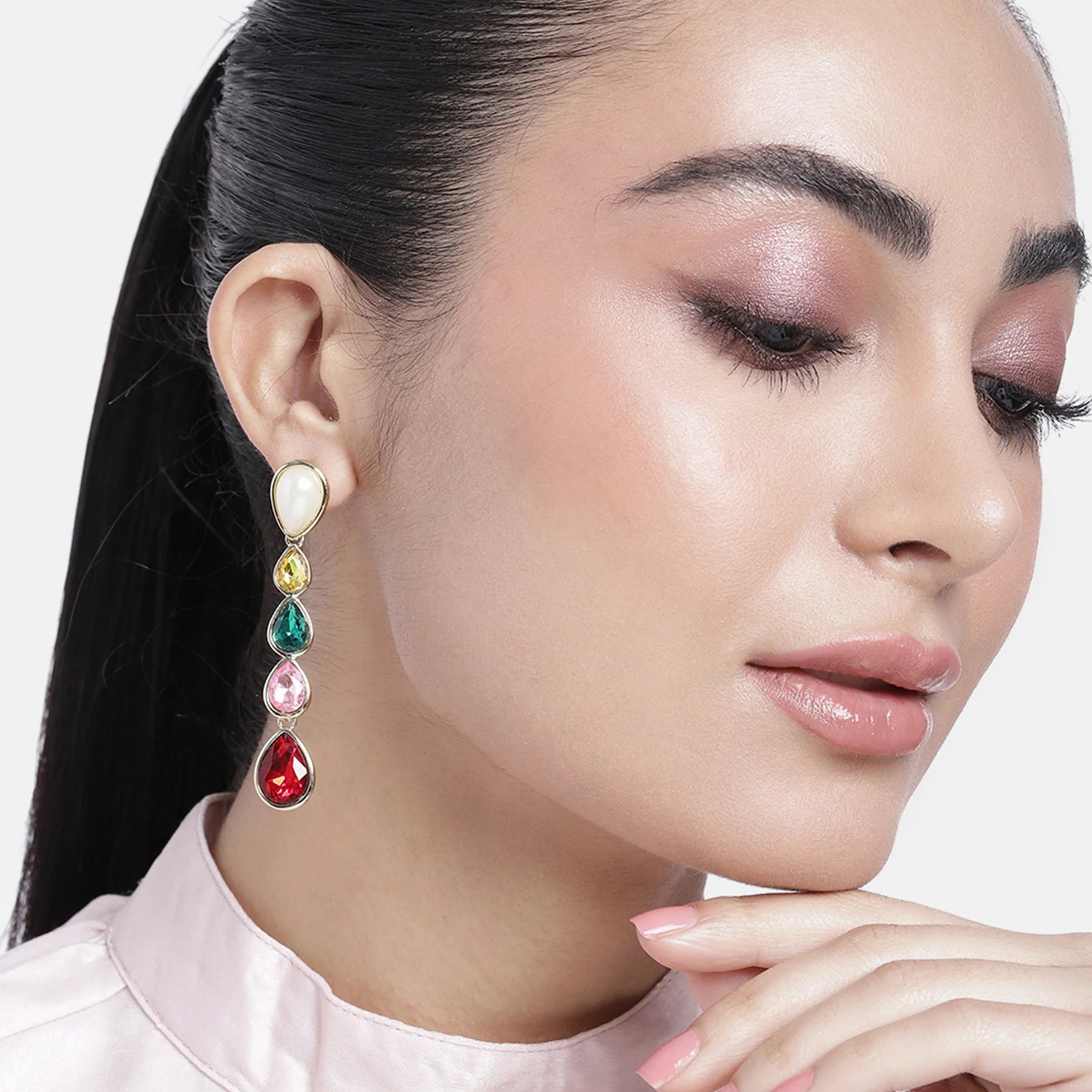 Multi-Gem Drop Earrings