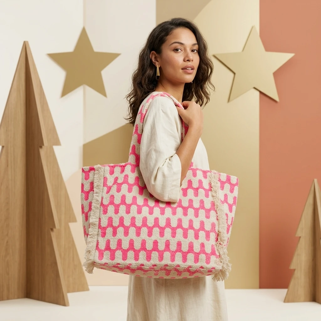 Pink Patterned Tote Bag