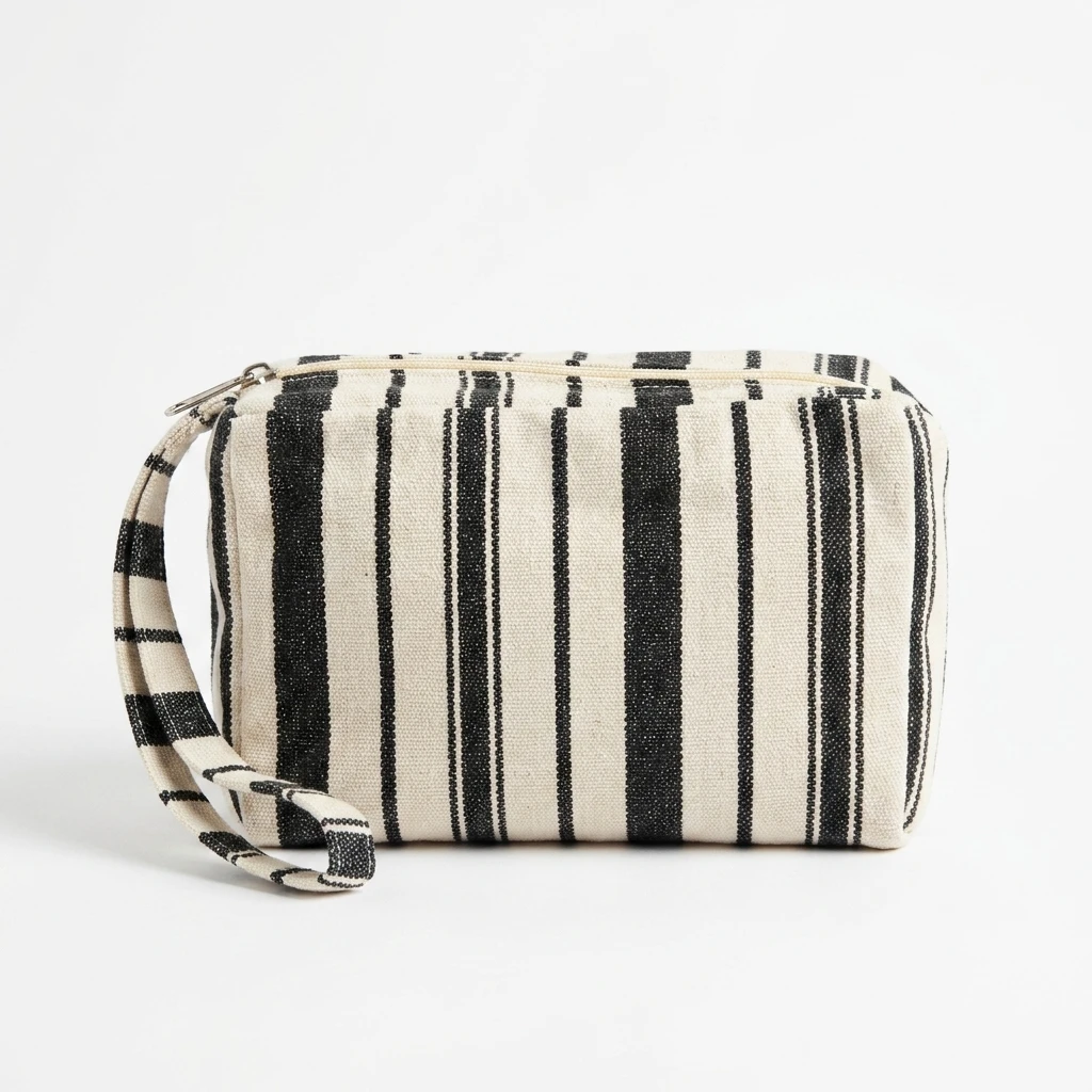 Striped Canvas Cosmetic Bag