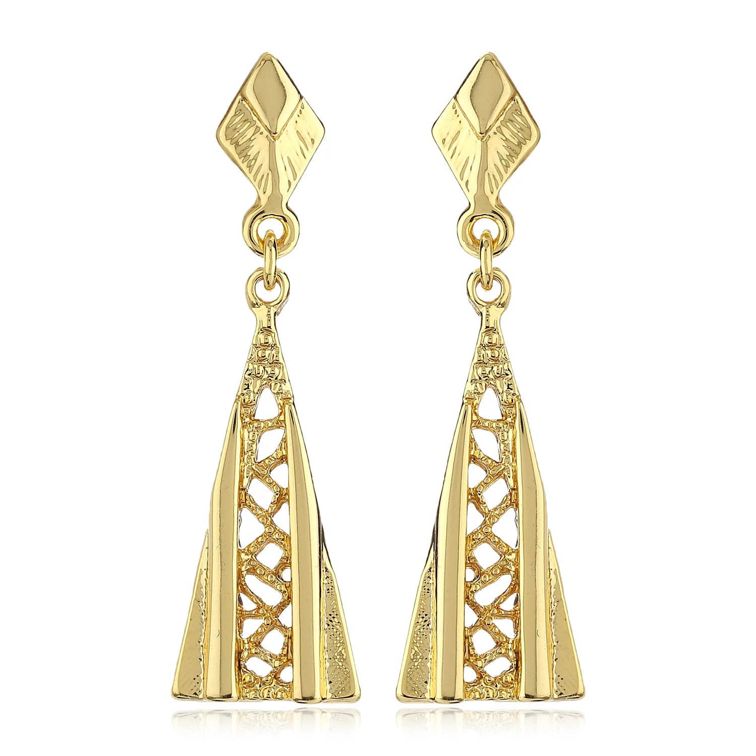 Geometric Gold Plated Drop Earrings