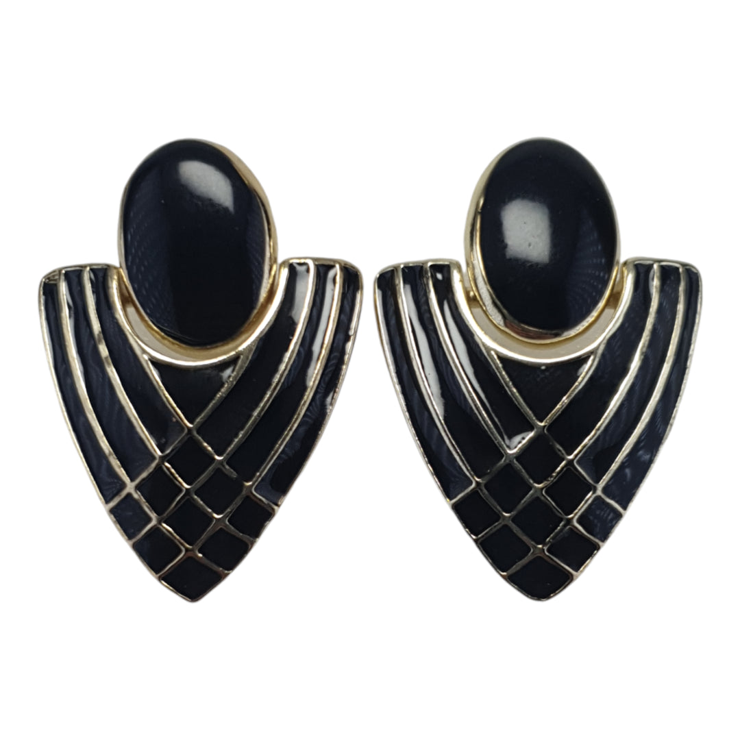 Art Deco Black Statement Earrings