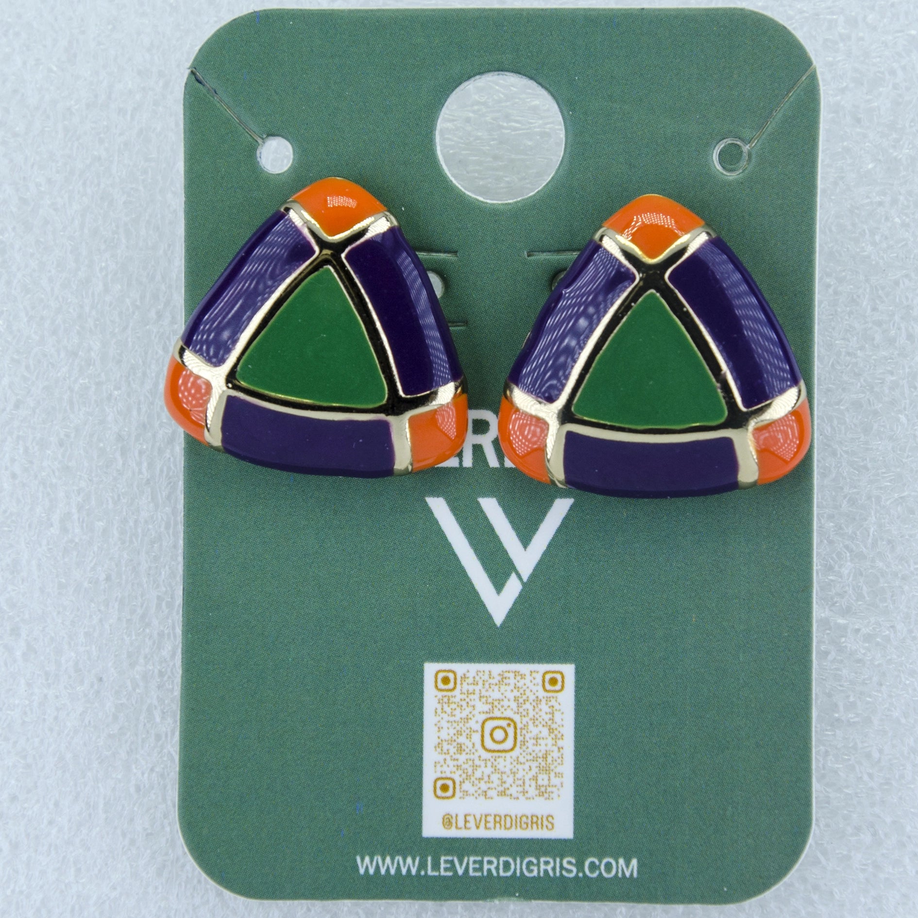 Geometric Enamel Triangle Earrings