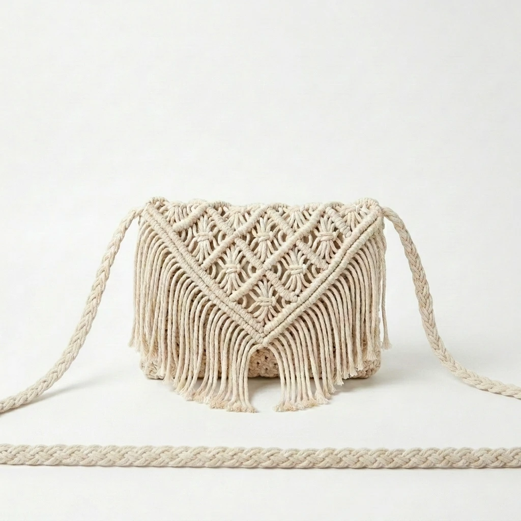 Macrame Fringe Crossbody Bag