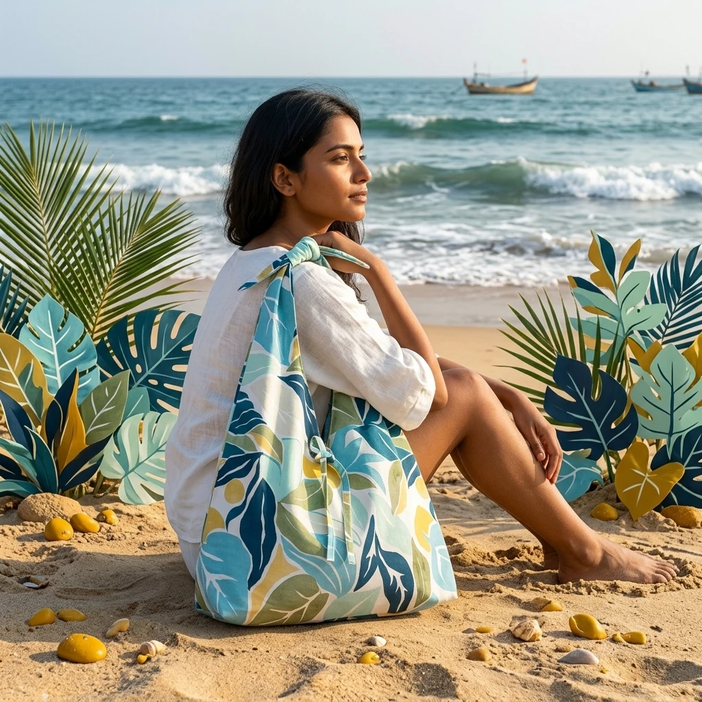 Leaf Print Knot Bag