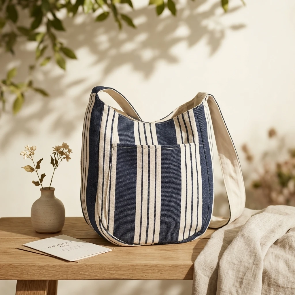 Striped Canvas Shoulder Bag