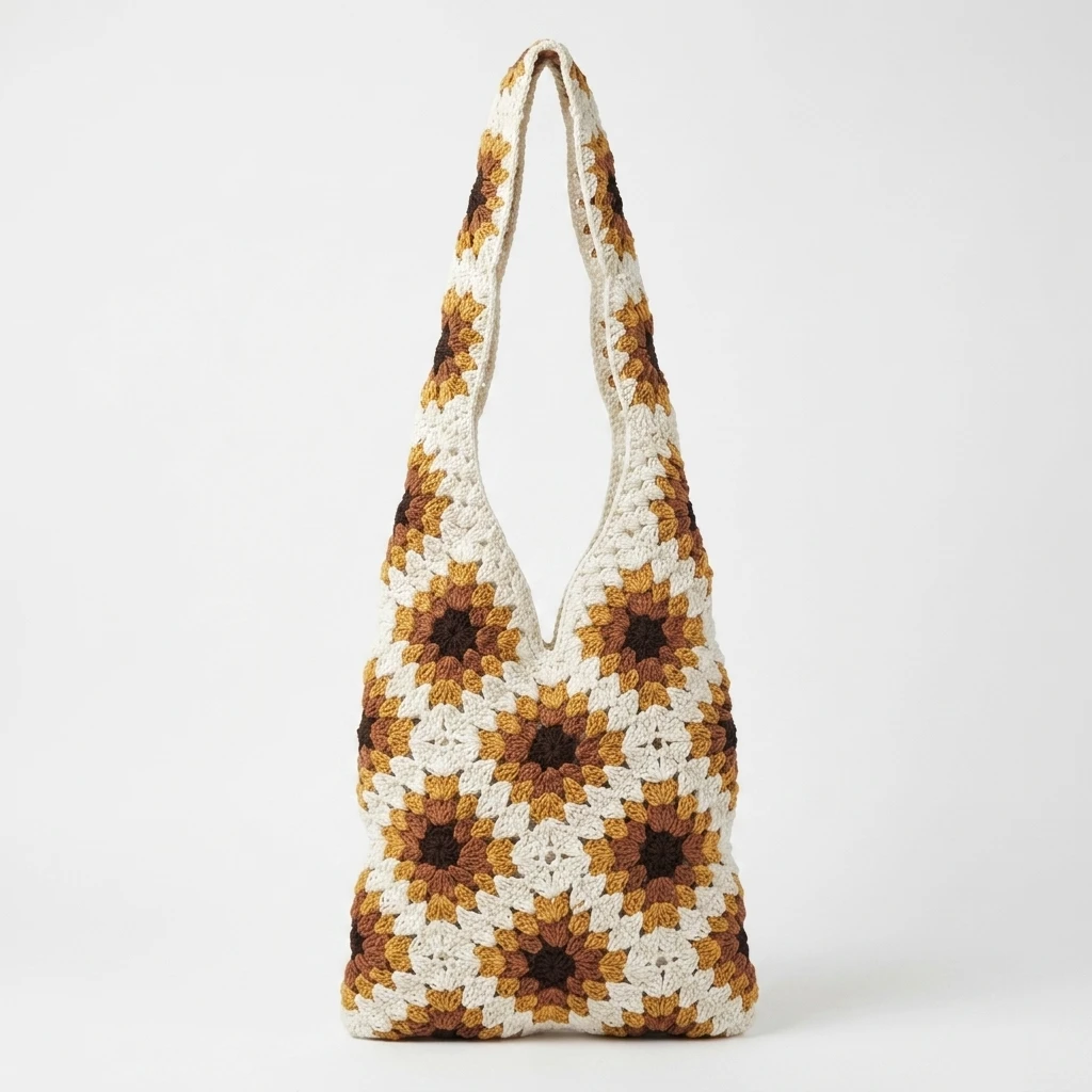 Crochet Sunflower Tote Bag