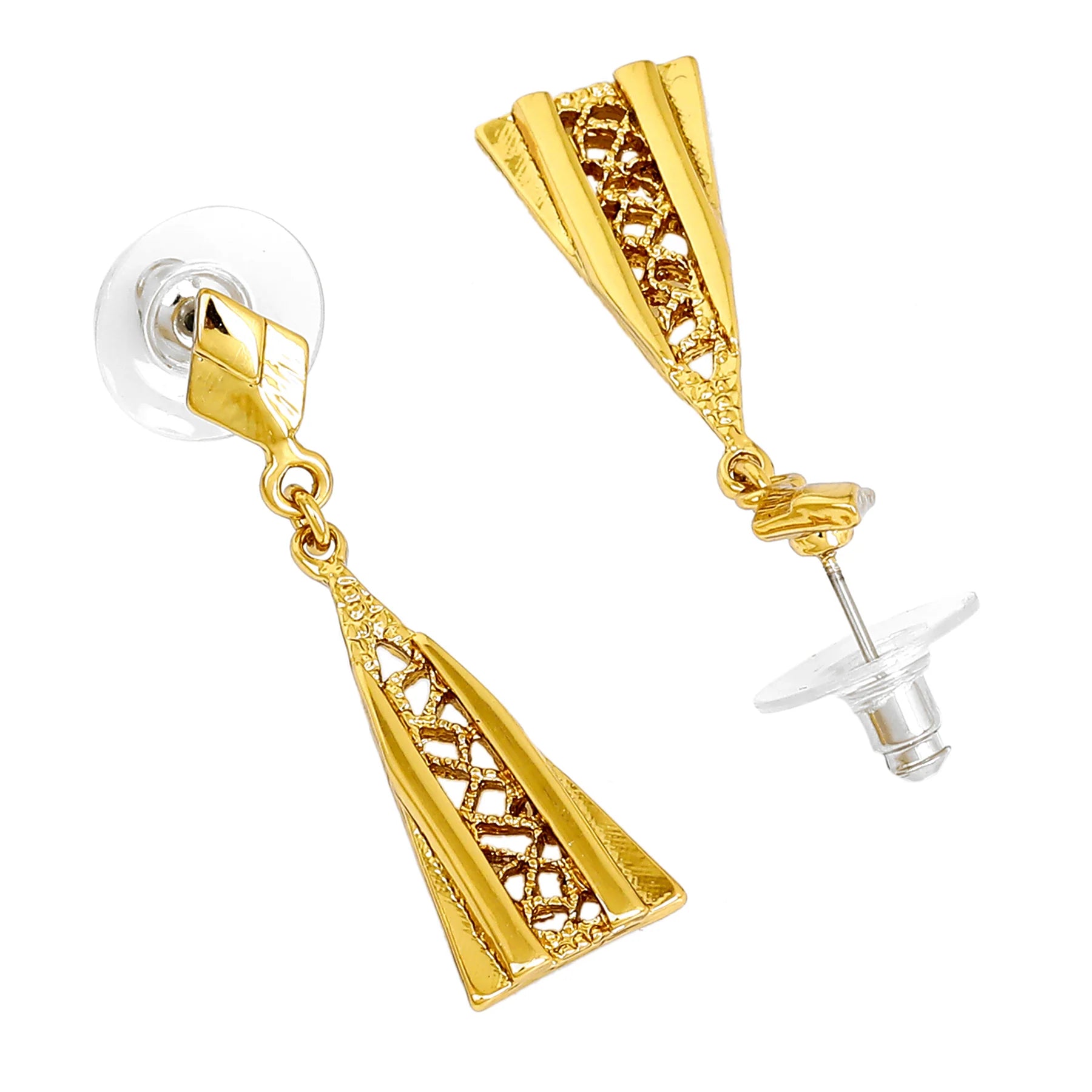 Geometric Gold Plated Drop Earrings