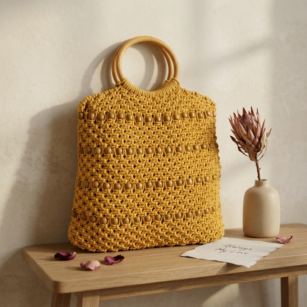 Mustard Macramé Handbag
