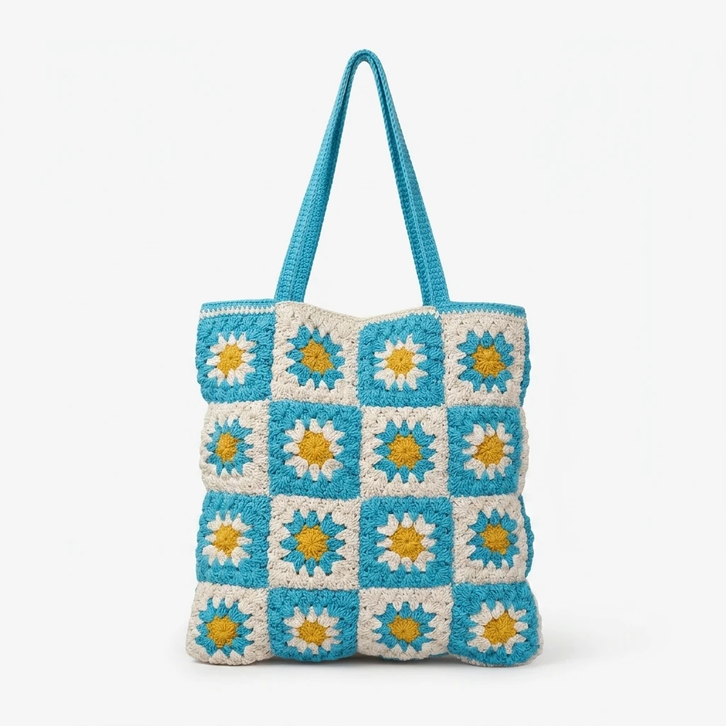 Crochet Daisy Tote Bag